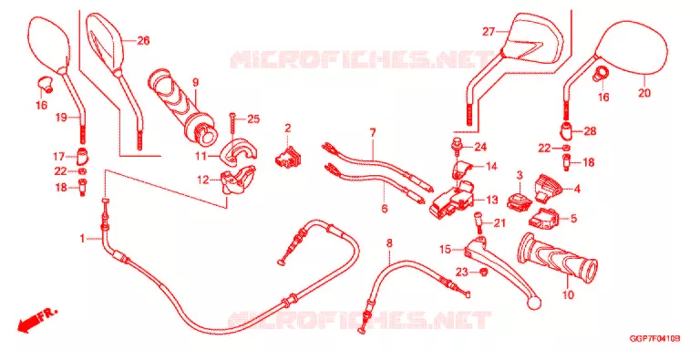 LEVIER DE GUIDON - CABLE - COMMODO Honda SCOOTER 50 VISION 2013  NSC502WHD