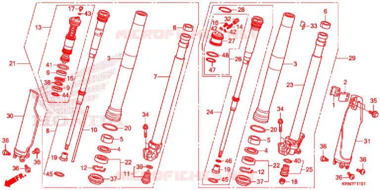 FOURCHE (CRF250RF) Honda MOTO 250 CRF 2015  CRF250RF