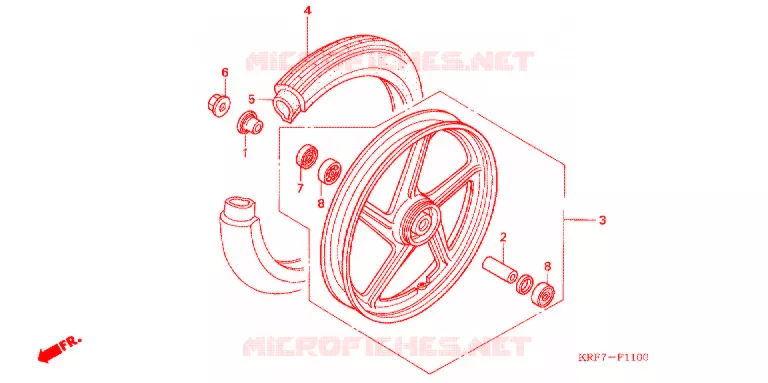 ROUE AVANT (MOULURE/FREIN A TAMBOUR) Honda MOTO 125 CG 2005  CGL1253