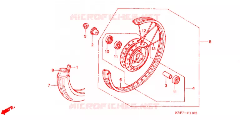 ROUE AVANT (RAYON/FREIN A TAMBOUR) Honda MOTO 125 CG 2005  CGL1253