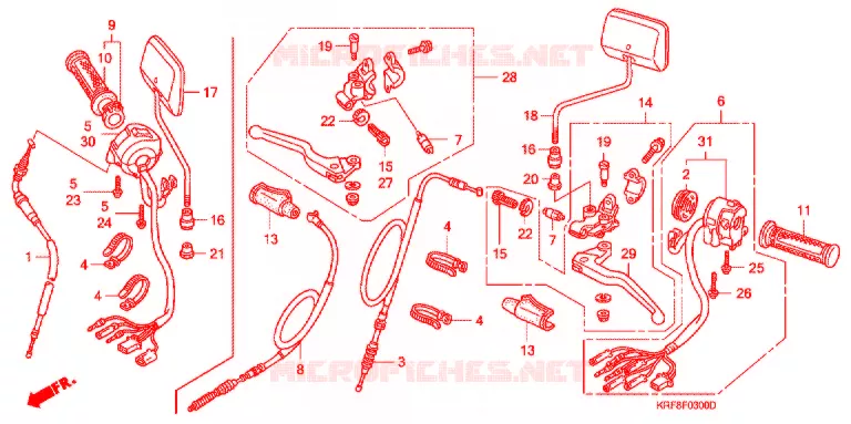 LEVIER DE GUIDON - CABLE - COMMODO Honda MOTO 125 CG 2007  CGL1256