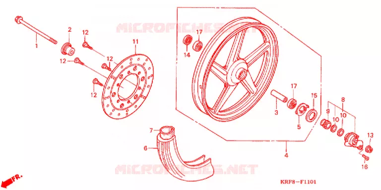 ROUE AVANT (MOULURE/FREIN A DISQUE) Honda MOTO 125 CG 2009  CGL1256