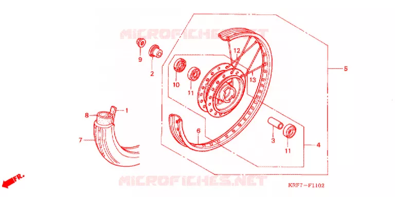 ROUE AVANT (RAYON/FREIN A TAMBOUR) Honda MOTO 125 CG 2007  CGL1256