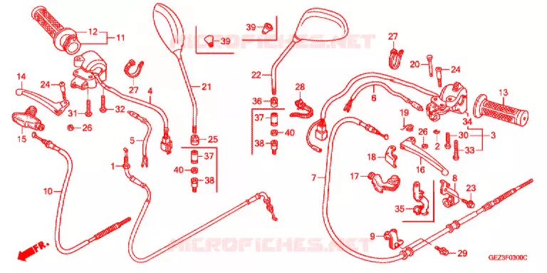 LEVIER DE GUIDON - CABLE - COMMODO Honda SCOOTER 50 RUCKUS 2003  NPS503_A
