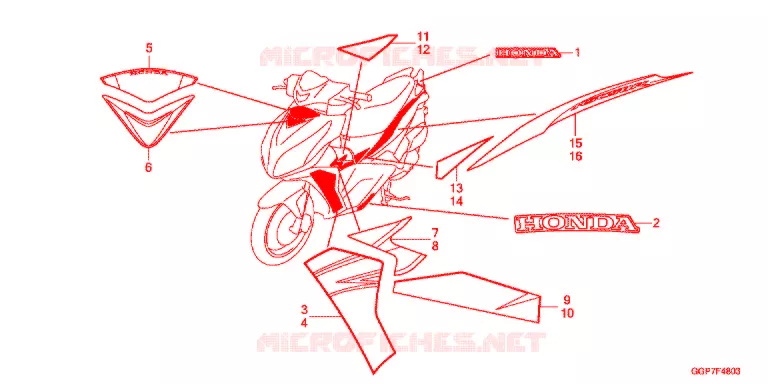 AUTOCOLLANTS (NSC50T2-4E,5ED) Honda SCOOTER 50 VISION 2014  NSC50T2E