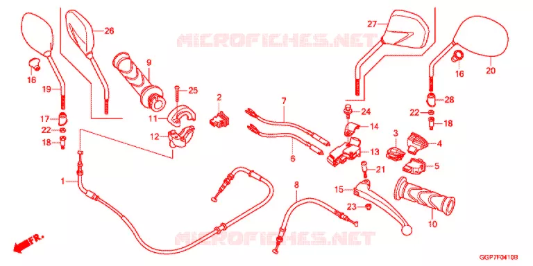 LEVIER DE GUIDON - CABLE - COMMODO Honda SCOOTER 50 VISION 2015  NSC50T2E