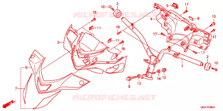 GUIDON - CARENAGE (NSC502WH/T2) Honda SCOOTER 50 VISION 2014  NSC50T2E