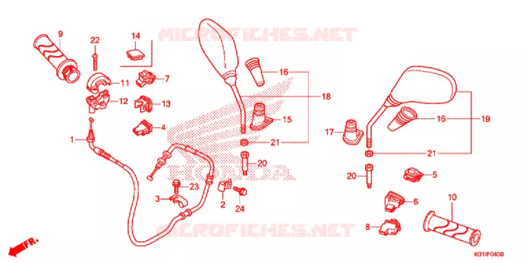 COMMODO - CABLE - RETROVISEUR Honda SCOOTER 125 SH 2014  SH125ASE