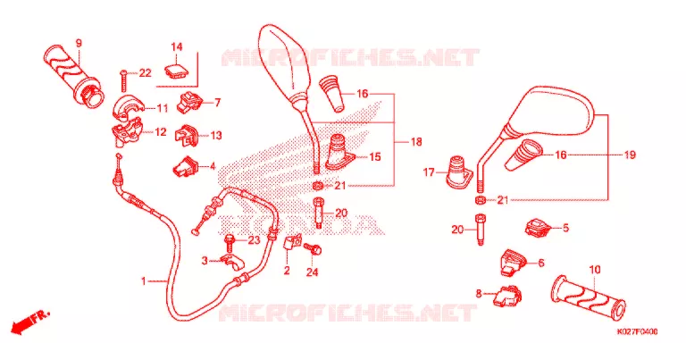 COMMODO - CABLE - RETROVISEUR Honda SCOOTER 150 SH 2014  SH150ADE