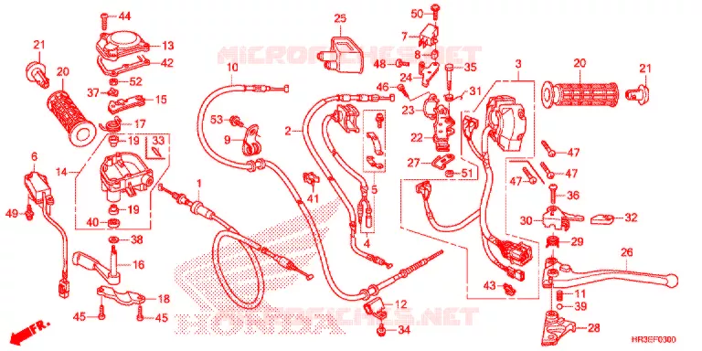 COMMODO - LEVIER - CABLE Honda ATV 420 FOURTRAX 2015  TRX420FM1F