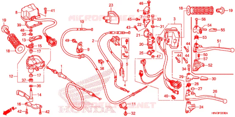 COMMODO - LEVIER - CABLE Honda ATV 500 FOURTRAX 2014  TRX500FM1E