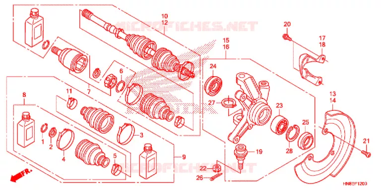 ARBRE DE ROUE AVANT Honda ATV 680 FOURTRAX 2016  TRX680FAF