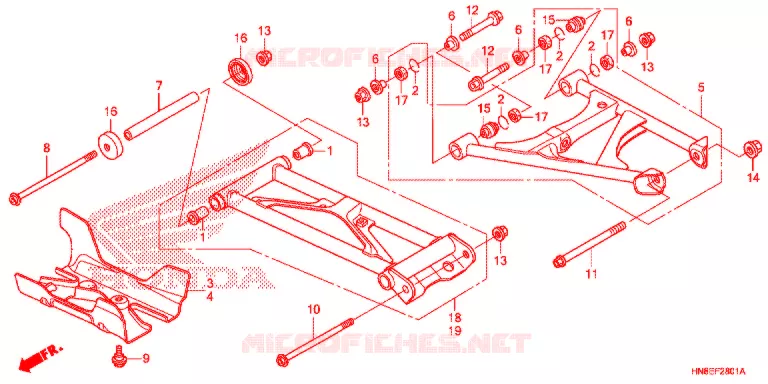 BRAS ARRIERE (TRX680FAF,G) Honda ATV 680 FOURTRAX 2021  TRX680FAF