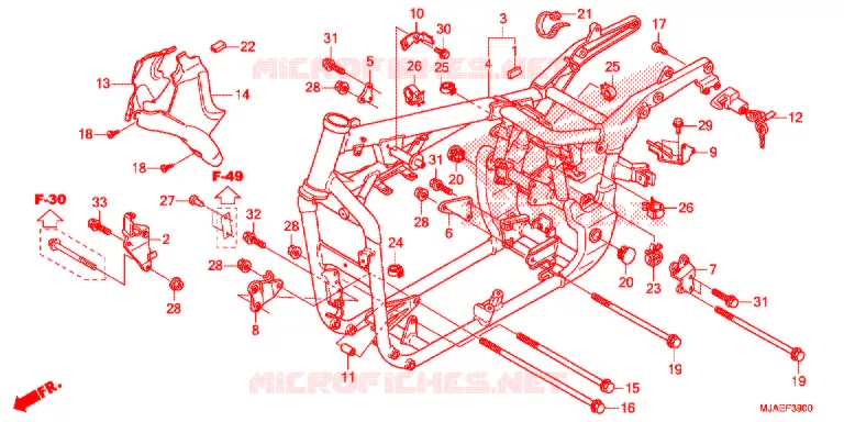 CADRE (VT750CS/C2B/C2S/C) Honda MOTO 750 SHADOW 2014  VT750C2SE