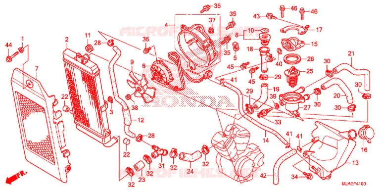 RADIATEUR (VT750CS/C2B/C2S/C) Honda MOTO 750 SHADOW 2014  VT750CSE