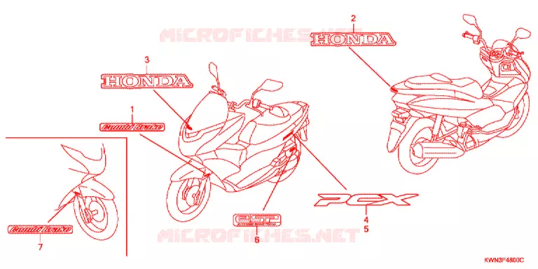 AUTOCOLLANTS Honda SCOOTER 125 PCX 2011  WW125EX2B