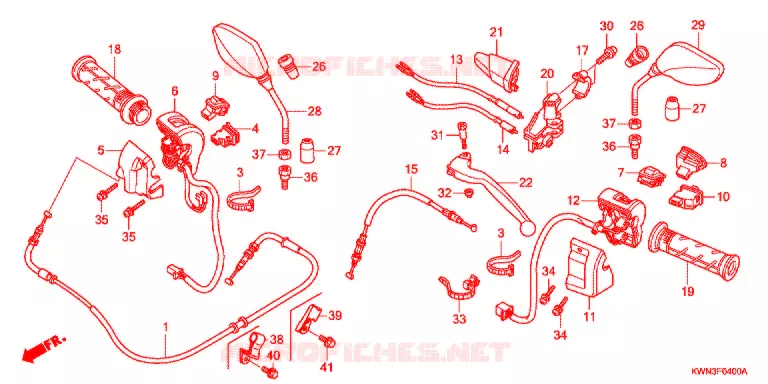 LEVIER DE GUIDON - CABLE - COMMODO Honda SCOOTER 125 PCX 2012  WW125EX2B