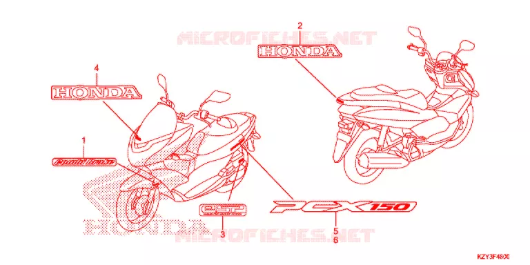 AUTOCOLLANTS Honda SCOOTER 150 PCX 2012  WW150C