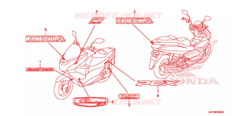 AUTOCOLLANTS Honda SCOOTER 150 PCX 2013  WW150D