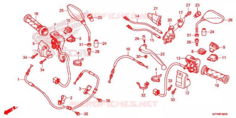 LEVIER DE GUIDON - CABLE - COMMODO Honda SCOOTER 150 PCX 2013  WW150D
