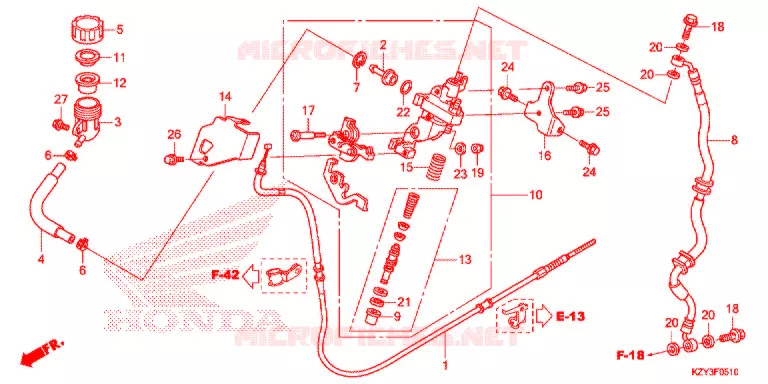 MAITRE-CYLINDRE DE FREIN Honda SCOOTER 150 PCX 2013  WW150D