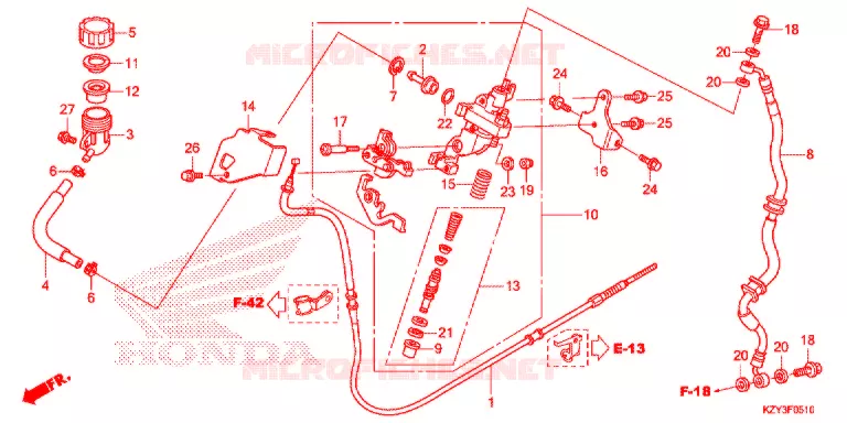 MAITRE-CYLINDRE DE FREIN Honda SCOOTER 150 PCX 2013  WW150D