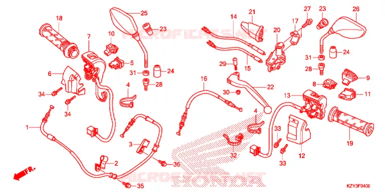 LEVIER DE GUIDON - CABLE - COMMODO Honda SCOOTER 150 PCX 2013  WW150D