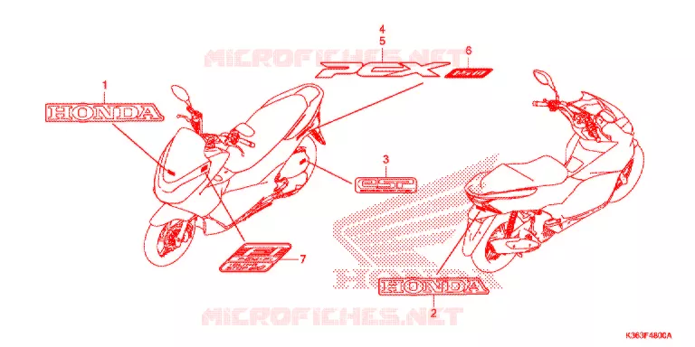AUTOCOLLANTS Honda SCOOTER 150 PCX 2015  WW150F