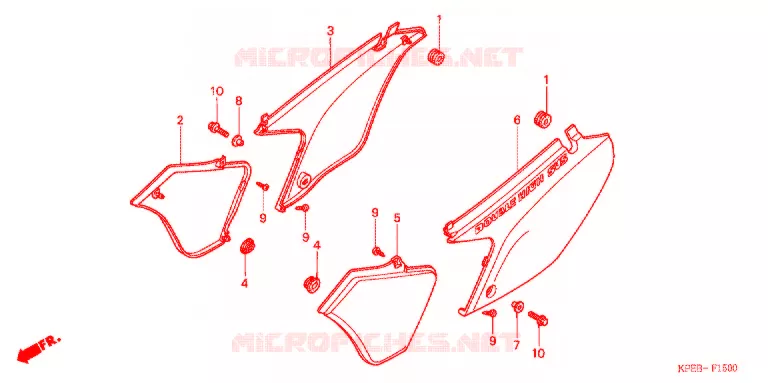 COUVERCLES LATERAUX Honda MOTO 250 XR 2004  XR250HSC3