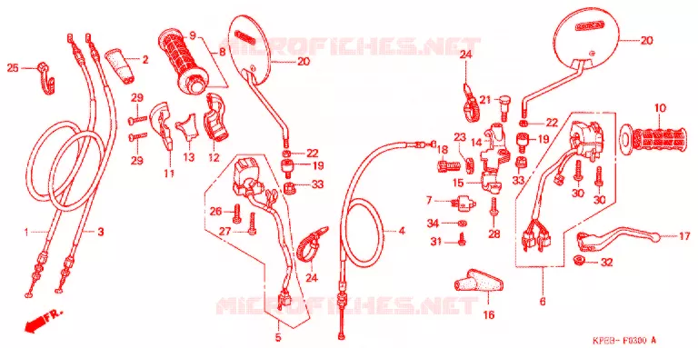 LEVIER DE GUIDON - CABLE - COMMODO Honda MOTO 250 XR 2003  XR250HSC3