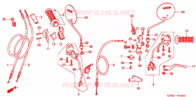 LEVIER DE GUIDON - CABLE - COMMODO Honda MOTO 250 XR 2005  XR250LS5