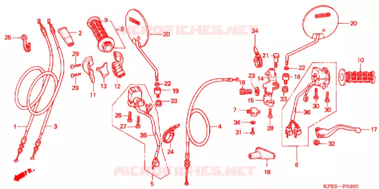 LEVIER DE GUIDON - CABLE - COMMODO Honda MOTO 250 XR 2007  XR250LS7