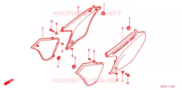 COUVERCLES LATERAUX Honda MOTO 250 XR 2004  XR250LSC3