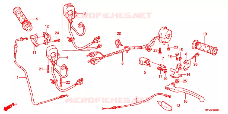 LEVIER DE GUIDON - CABLE - COMMODO Honda MOTO 125 CBR 2012  CBR125RWB