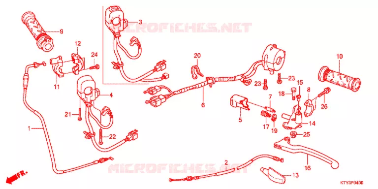 LEVIER DE GUIDON - CABLE - COMMODO Honda MOTO 125 CBR 2011  CBR125RWB