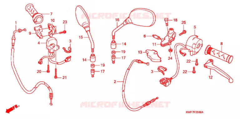 LEVIER DE GUIDON - CABLE - COMMODO Honda MOTO 125 CBF 2013  CBF125MD