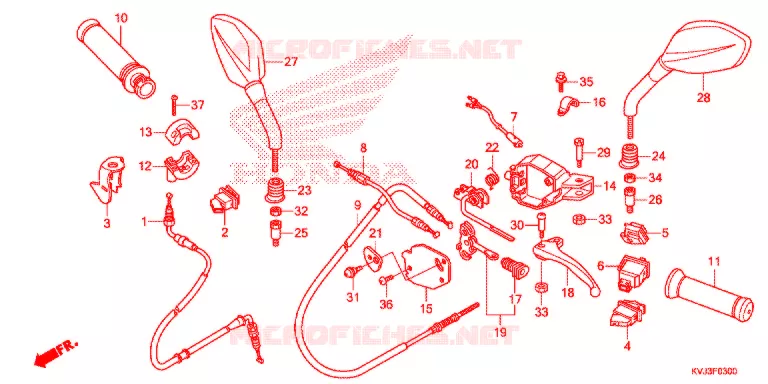 LEVIER DE GUIDON - CABLE - COMMODO (CHA1253WH) Honda SCOOTER 125 ELITE 2014  CHA1253WHE