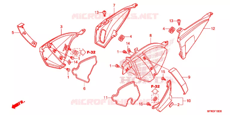 COUVERCLES LATERAUX Honda MOTO 1000 CB 2015  CB1000RF