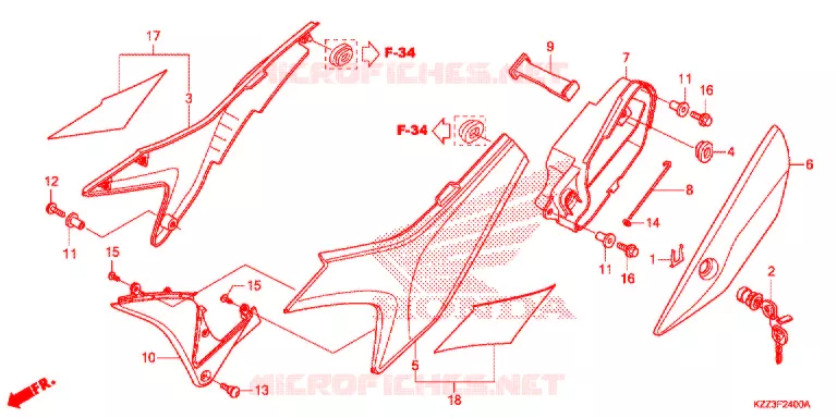 COUVERCLES LATERAUX Honda MOTO 250 CRF 2016  CRF250LF
