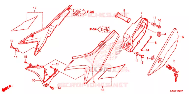COUVERCLES LATERAUX Honda MOTO 250 CRF 2015  CRF250LF