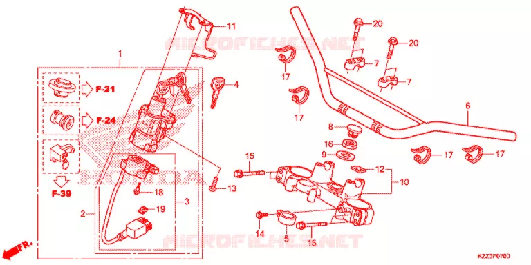 GUIDON - TE DE FOURCHE Honda MOTO 250 CRF 2015  CRF250LF