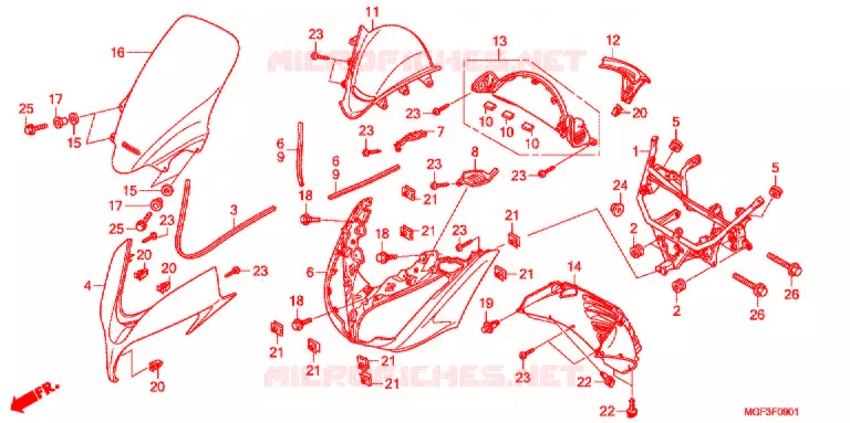 CARENAGE AVANT (FJS600A9-2KO/FJS600AB/DB) Honda SCOOTER 600 SILVERWING 2009  FJS600A9