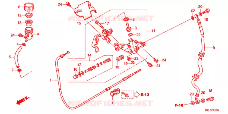 MAITRE-CYLINDRE DE FREIN (CBS) Honda SCOOTER 110 VISION 2015  NSC110WHF