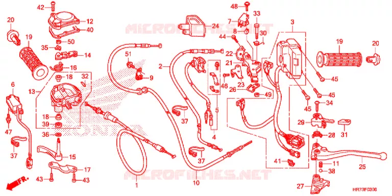 LEVIER DE GUIDON - CABLE - COMMODO Honda ATV 420 FOURTRAX 2015  TRX420FA5F