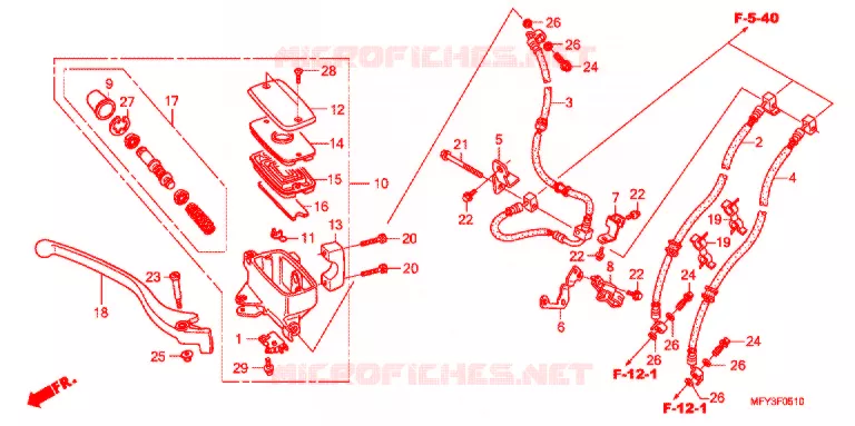 MAITRE CYLINDRE DE FREIN AVANT (ABS) Honda MOTO 1300 VT 2012  VT1300CRAC