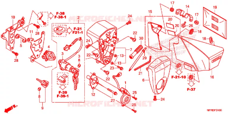 COUVERCLE LATERAL - OUTILS - CONTACTEUR A CLES Honda MOTO 1300 VT 2014  VT1300CXAE