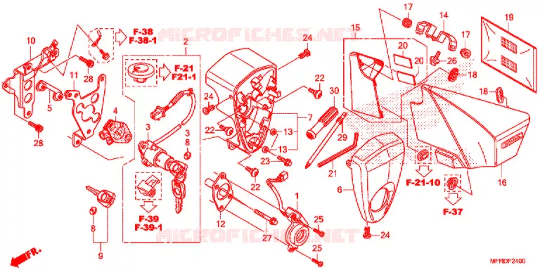 COUVERCLE LATERAL - OUTILS - CONTACTEUR A CLES Honda MOTO 1300 VT 2016  VT1300CXAF