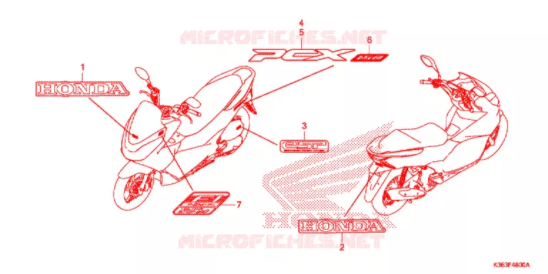 AUTOCOLLANTS Honda SCOOTER 150 PCX 2015  WW150EXF