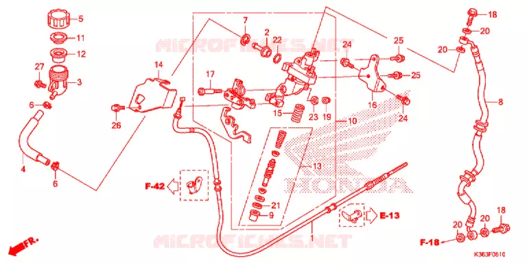 MAITRE-CYLINDRE DE FREIN Honda SCOOTER 150 PCX 2015  WW150EXF