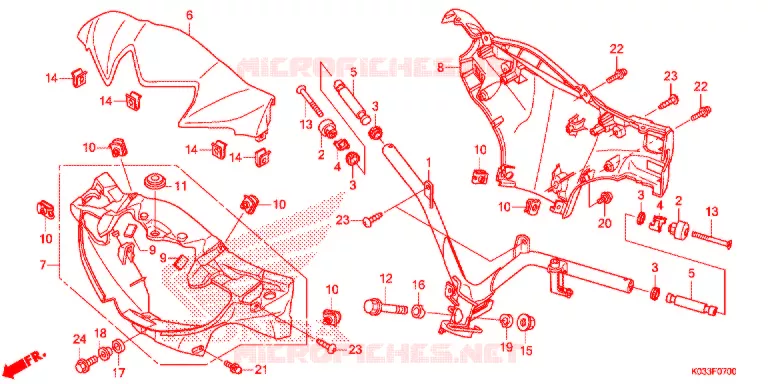 GUIDON - CARENAGE Honda MOTO 110 WAVE 2012  AFS1102SHC